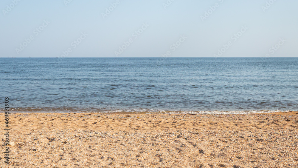 Sea line. Calm Azov sea and clear blue sky. The concept of calm and silence. Sea line. Calm Azov sea and clear blue sky. The concept of calm and silence.