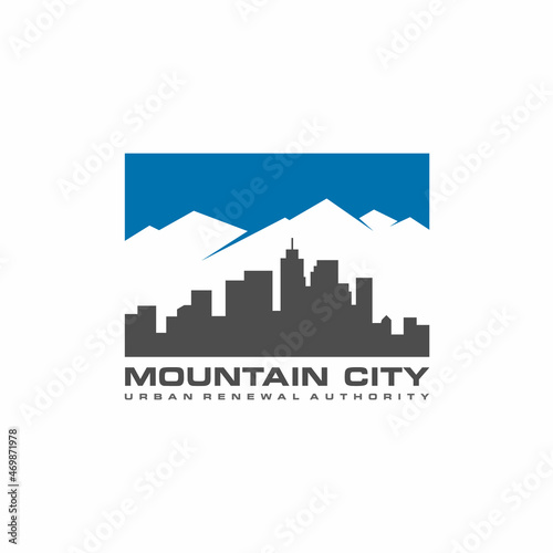 Vector city with mountains logo design vector, modern buildings icon Premium Vector ©  Besign.std