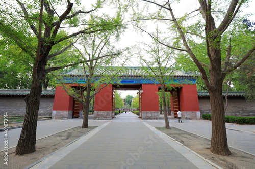The gate of Chinese classical architecture is in a park