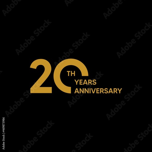 20th anniversary logo with gold color text on black background. vector - template - illustration