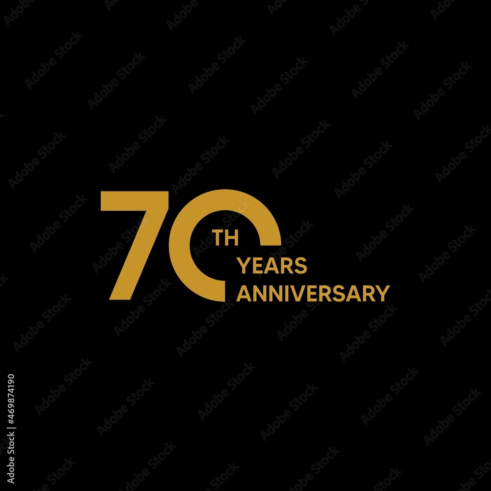 70th anniversary logo with gold color text on black background. vector - template - illustration 70th anniversary logo with gold color text on black background. vector - template - illustration