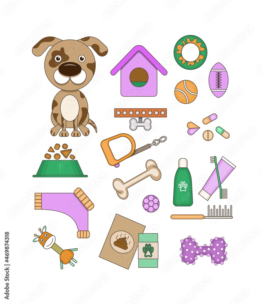 Pet supplies. Houses, food, toys, veterinary drugs, cosmetics for dogs.