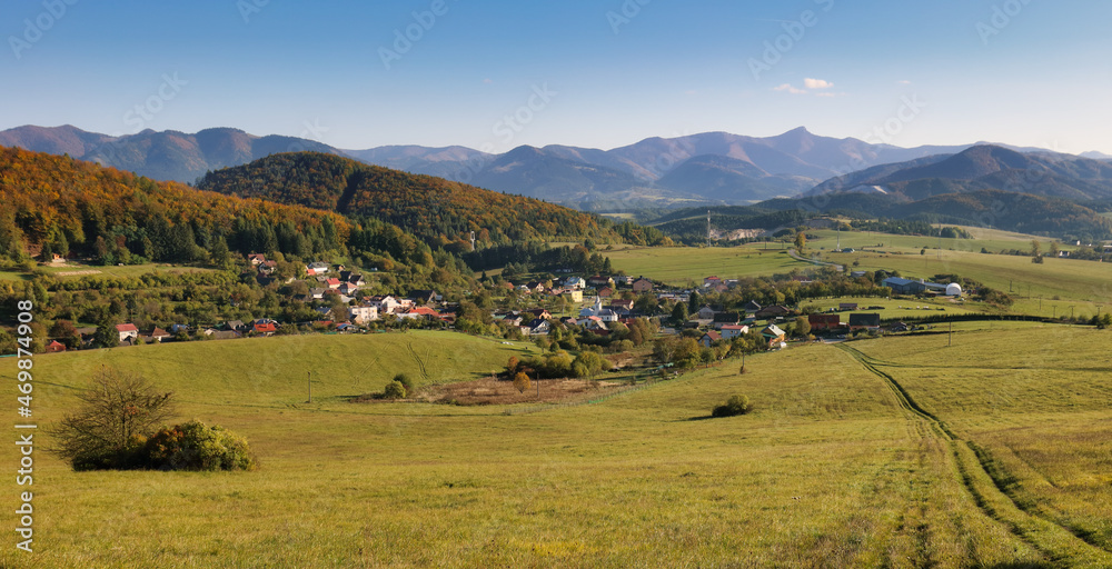 Countryside landscape in Slovakia with village Countryside landscape in Slovakia with village