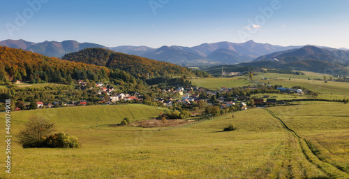 Countryside landscape in Slovakia with village