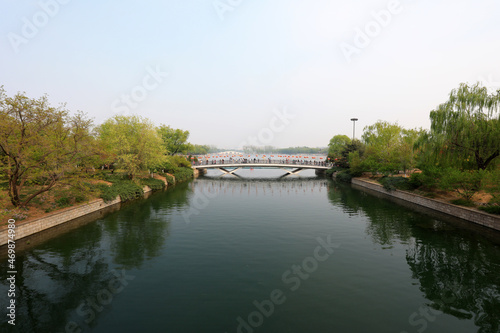 The scenery of Xiqiao building is in Yuyuantan Park