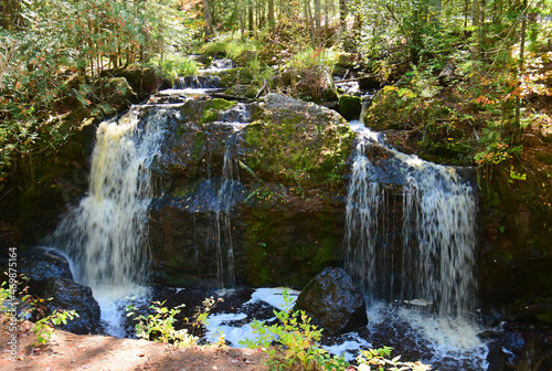 the scenic now and then falls in amnicon falls state park in autumn in south range, northern wisconsin photo