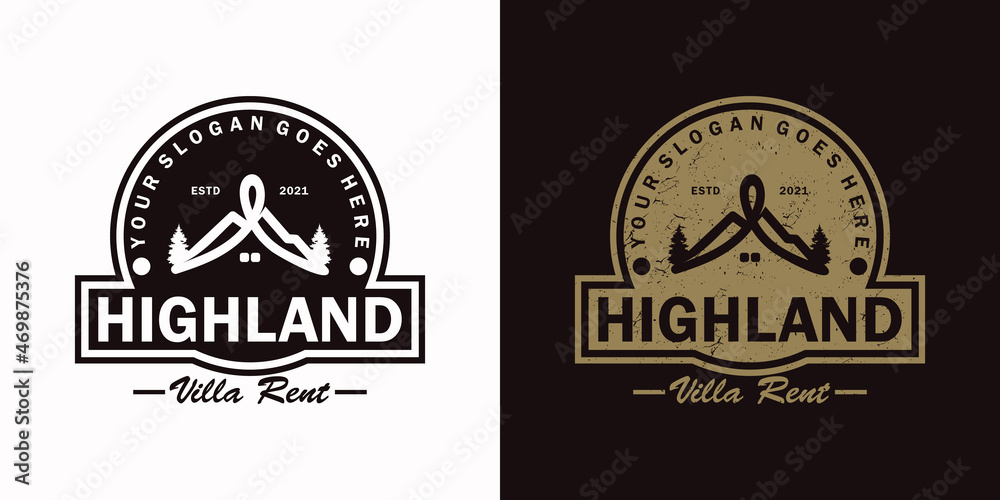 vintage logo, cabin rent, villa rent, and other cabin rent, logo reference for business