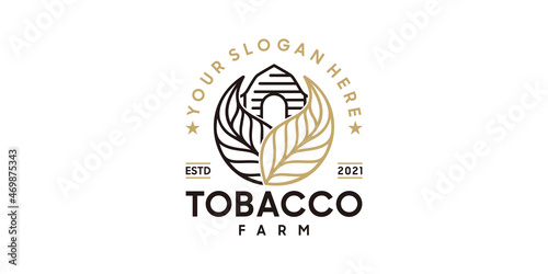 vintage tobacco farm logo with line art style, logo reference photo
