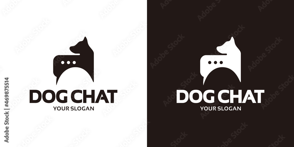 logo dog chat, with bubble chat and dog concept