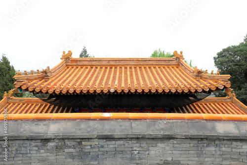 Chinese classical glazed tile roof ridge architectural landscape, Beijing