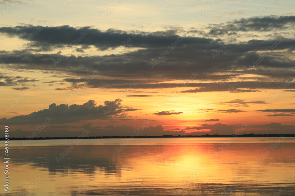 sunset over the river