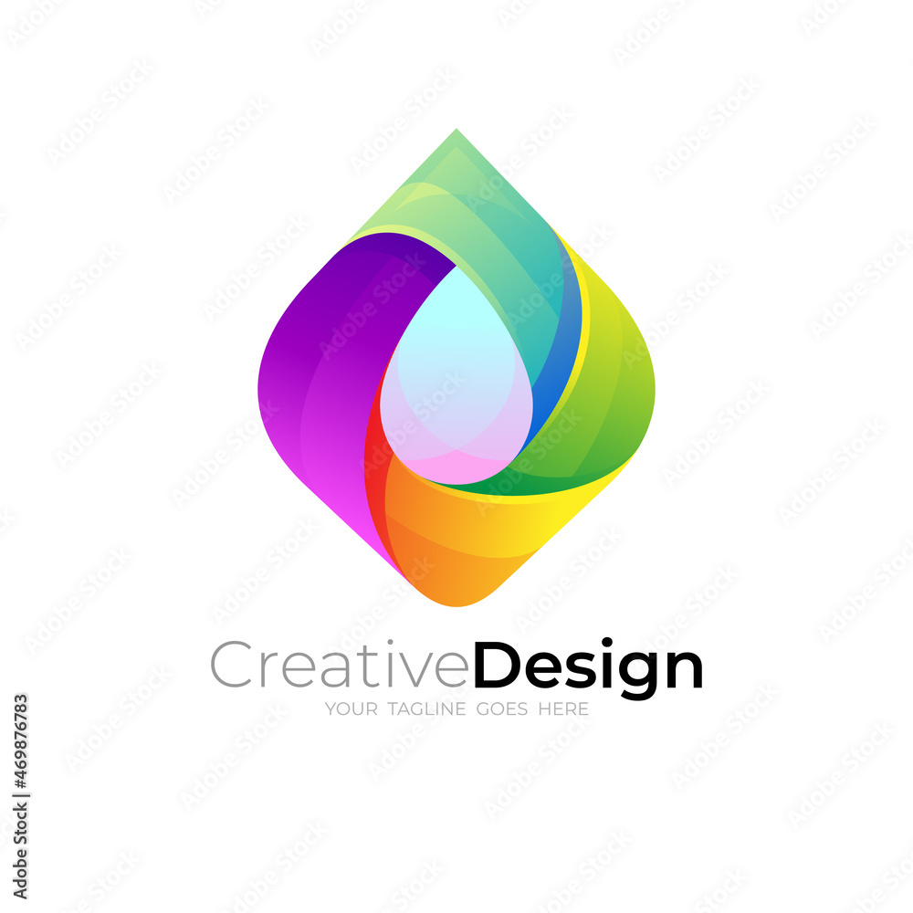 Water drop logo design nature, colorful style icons