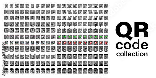 QR code vector icon collection. Data scan technology set.