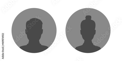 Avatar silhouette man and woman anonymous icon. Male and female profile unknown picture illustration.