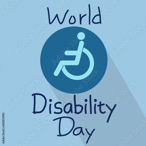 world disability day text typography vector with disability sign in blue background.Vector illustration.