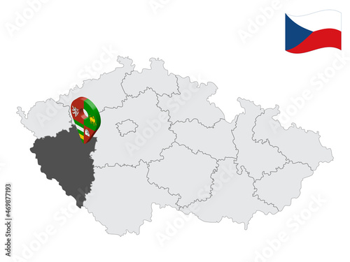 Obraz na plátně Location Plzen Region on map Czech Republic