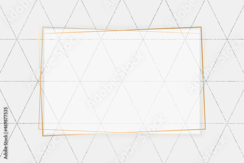 Gold rectangle frame on harlequin patterned background vector