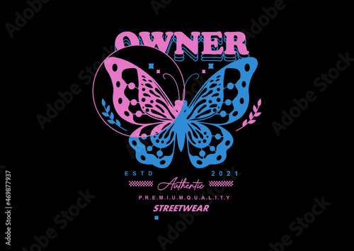 Butterfly t shirt design, vector graphic, typographic poster or tshirts street wear and Urban style