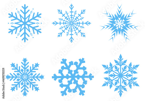 Obraz na płótnie Set of blue snowflakes on white w salonie