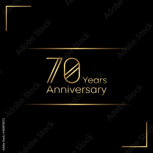 70th anniversary logo with gold color text on black background. vector - template - illustration