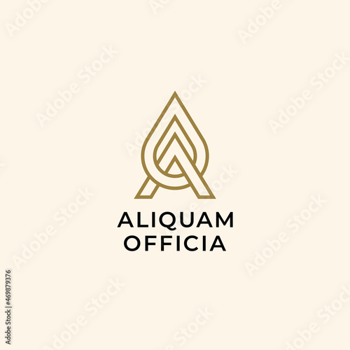 AO or OA logo. Monogram of two letters AO or OA  Water drop shape. Simple  minimal design. 