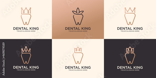 Collection of dental crown clinic logo Premium Vector
