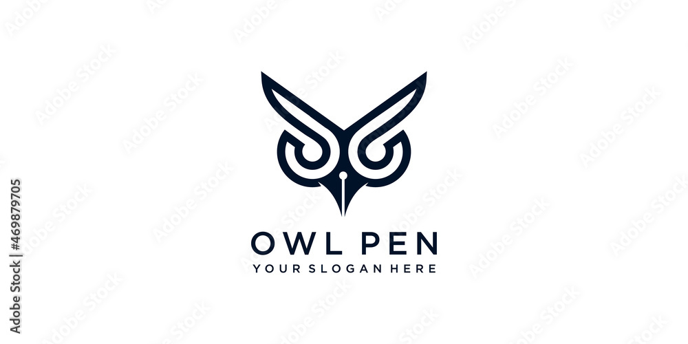 Simple modern owl pen logo Premium Vector
