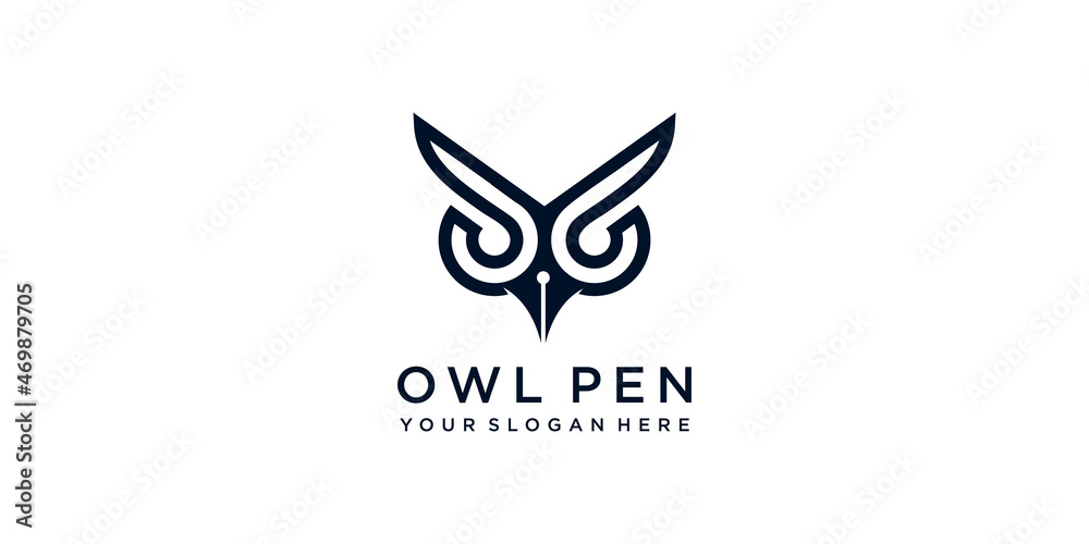 Simple modern owl pen logo Premium Vector Simple modern owl pen logo Premium Vector