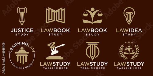 study Law Firm Logo Set. elegant law and attorney firm vector logo design