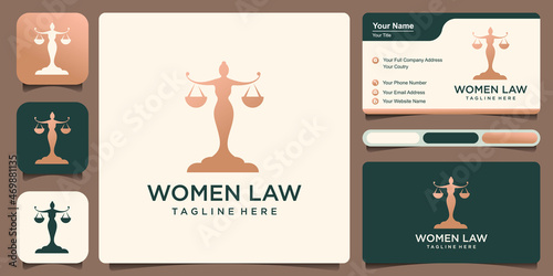 Lady Lawyer logo. Justice design template.