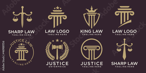 Law Firm Logo Set. elegant law and attorney firm vector logo design