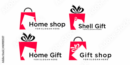 Gift Shop icon set . Logo design template