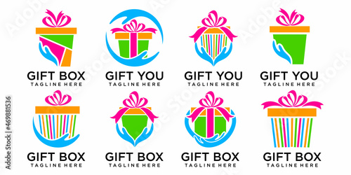 Gift icon set logo design template