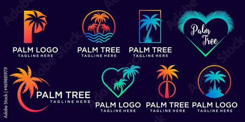 palm tree logo vector icon illustration