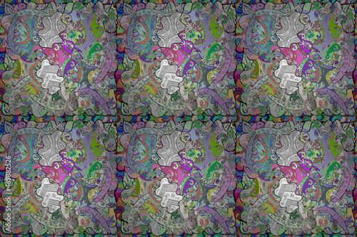 seamless raster pano with colorful curls doodles photo