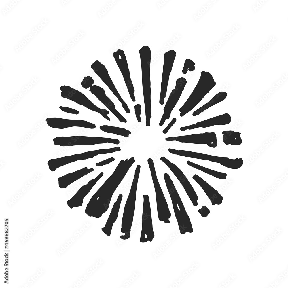 Obraz premium Sun burst. Trendy hand drawn retro sunburst. Bursting rays design elements for logo, tag, stamp, t shirt, banner, emblem. Vector illustration