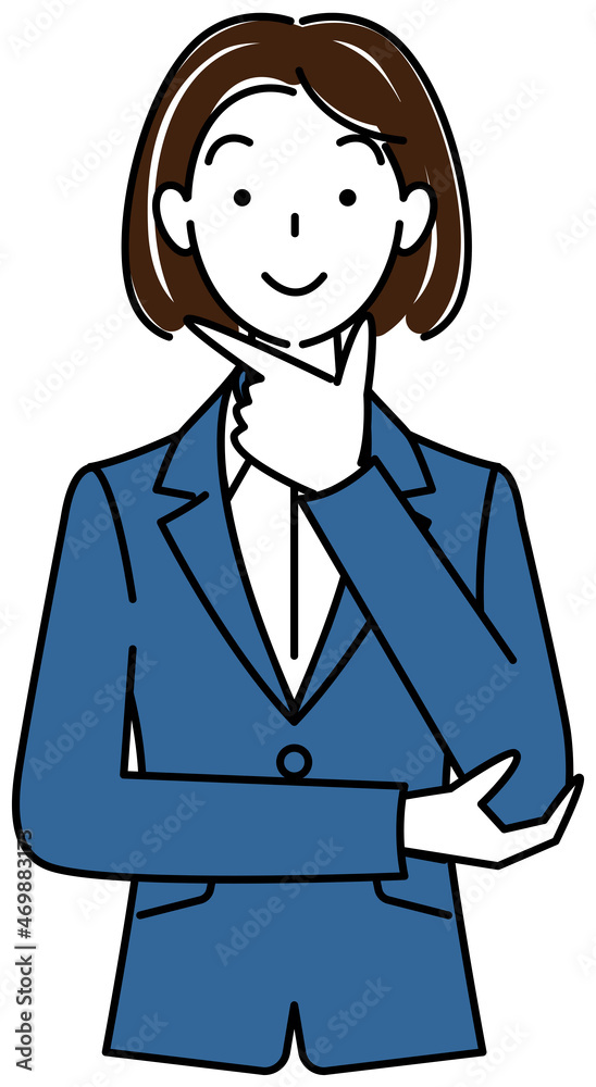 前向きに解決策を考えているスーツ姿の可愛いい女性 イラスト ベクター
Cute woman in a suit positive thinking of a solution illustration vector