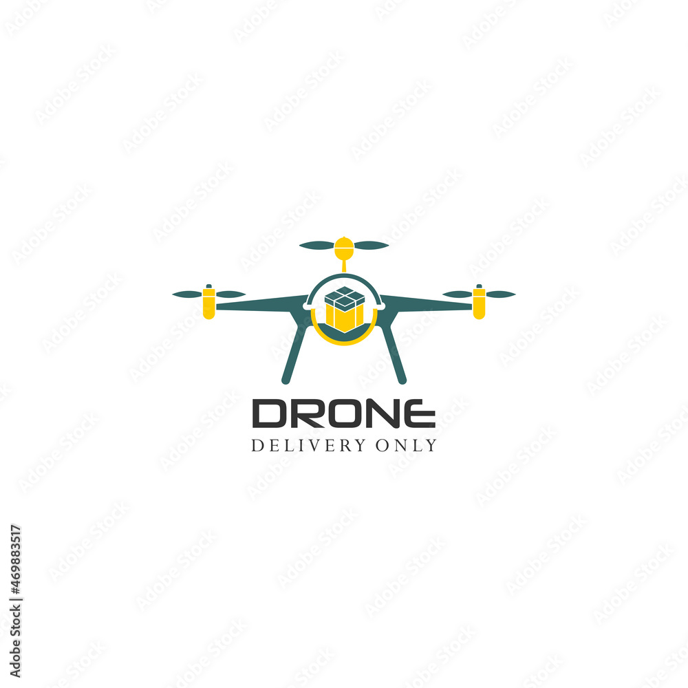 vector illustration of airplane logo with drone propeller, simple and attractive delivery drone logo Basic RGB