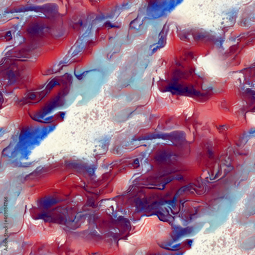Seamless pattern. Fluid Art. Abstract colorful acrylic background. Liquid marble texture. Free-flowing inks. Handmade marble texture. Acrylic pattern.