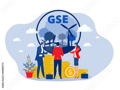 ESG or ecology problem concept, business invest energy sources. Preserving resources of planet. Cartoon modern flat vector illustration