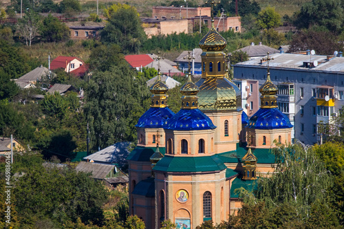 Local ukrainian church of the Holy Kazan Mother of God in Chyhyryn city, Cherkasy region, Ukraine. Historical city in central Ukraine and a former Hetman residence. Soft selective focus photo