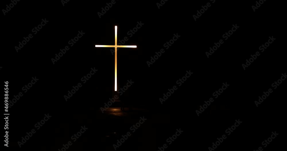 Cross light by the sea. A light cross stay in the night. Cross light by the sea. A light cross stay in the night.