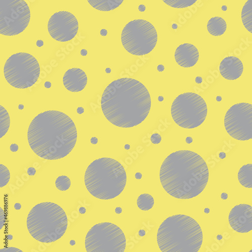 Vector scribbled polka dot seamless pattern in trendy colors Pantone 2021 Illuminating yellow  Ultimate Gray