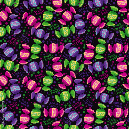 Trick and treat candy Halloween seamless pattern
