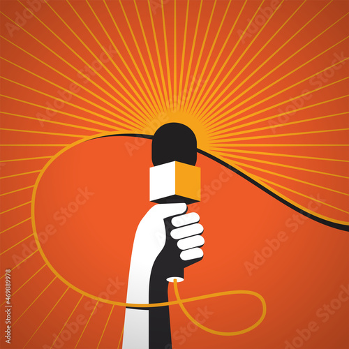 Freedom of speech - hand rising up microphone