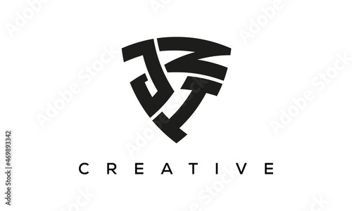 JIN letters logo, security Shield logo vector	