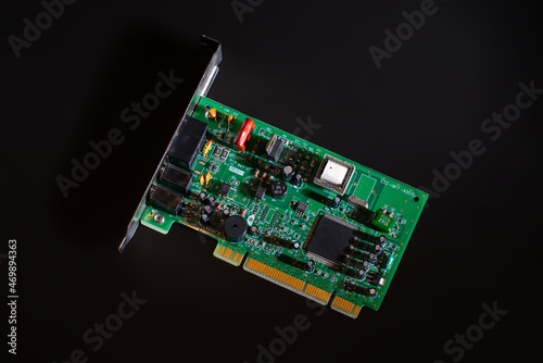 LAN card isolated on black background