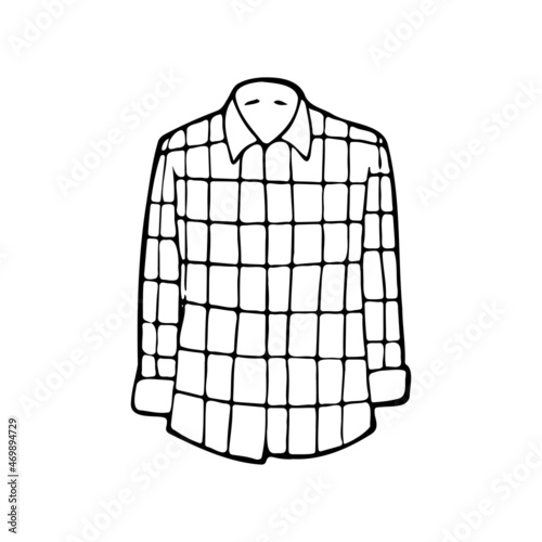 Hand drawn doodle plaid shirt.