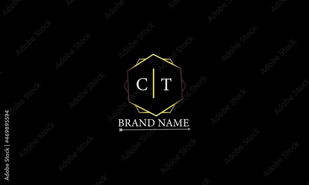CT is a very luxury logo with a stylish design and golden color with black background. CT is a very luxury logo with a stylish design and golden color with black background.