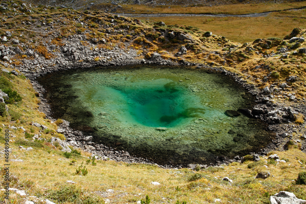 green and blue lake